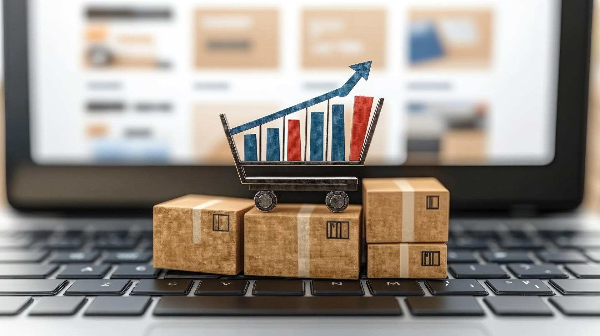 AEO-optimierter Onlineshop mit Wachstumssymbol