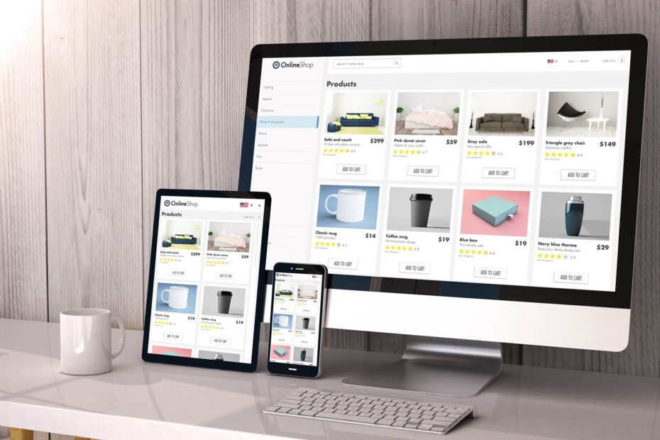 Online-Shop wird auf Laptop, Tablet und Smartphone angezeigt | Produktsicherheitsrecht